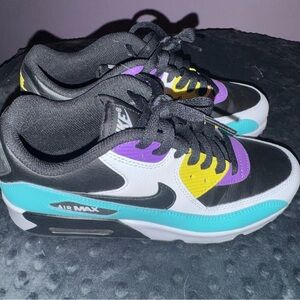 Nike Kids Air Max Black White Purple Yellow Teal Sneakers